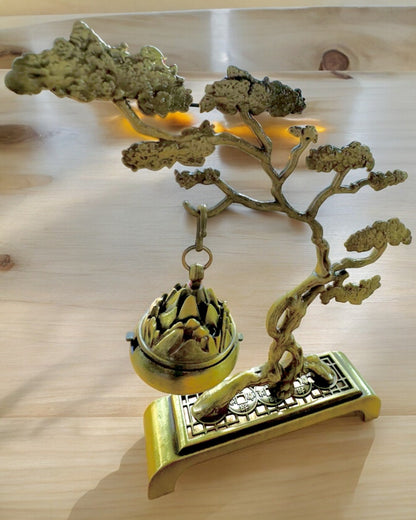 Eleganter Metallhalter für Bonsai-Räucherstäbchen - Möglichkeit zur Personalisierung mit Gravur als Geschenk