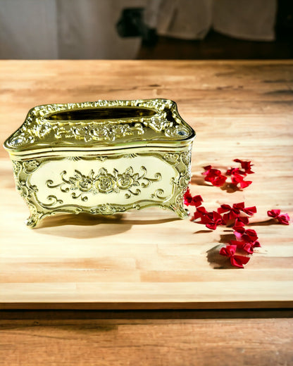 Elegante Taschentuchbox mit Prägung von Blumen - Serviettenbehälter