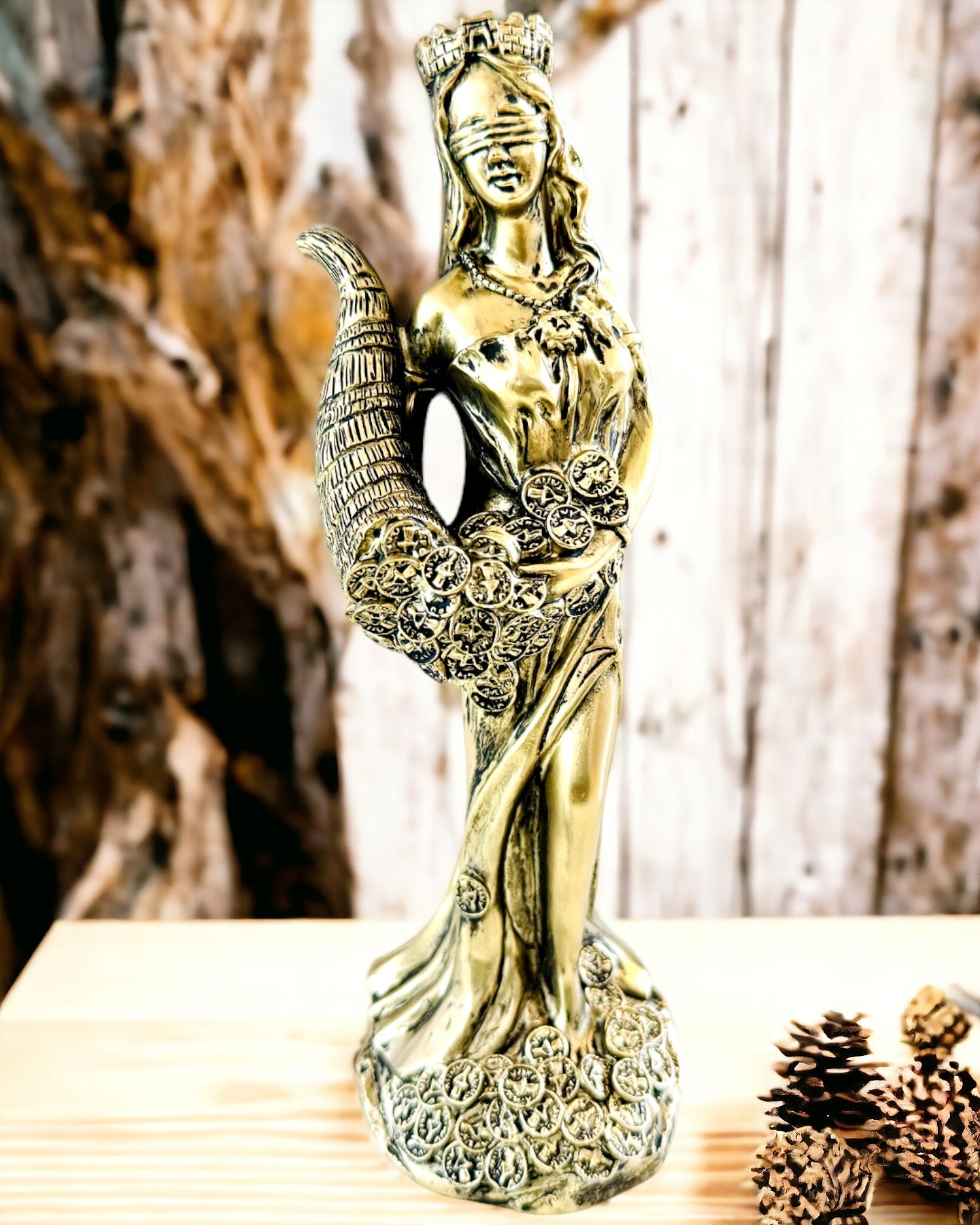 "Statue der Göttin der Fülle" - Dekorative Harzstatue des Glücks für Zuhause und Büro - Möglichkeit zur Personalisierung mit Gravur