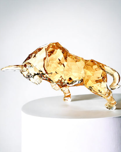 Statue "Goldener Stier" aus Harz, transparenter Design, Möglichkeit zur Personalisierung