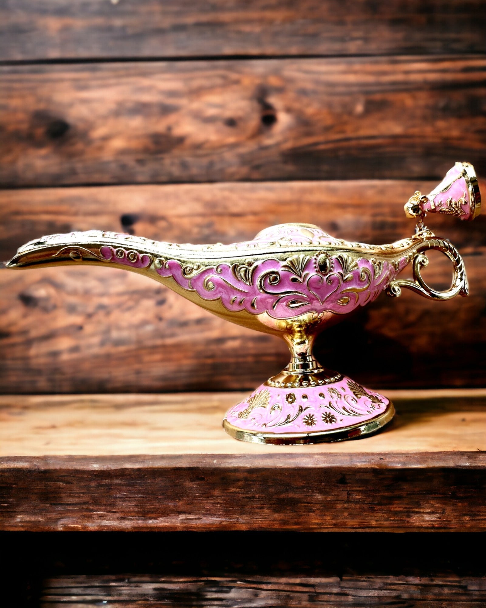 Magische Lampe von Aladdin mit Gravuroption - Variante Rosa, mit Gold durchzogen