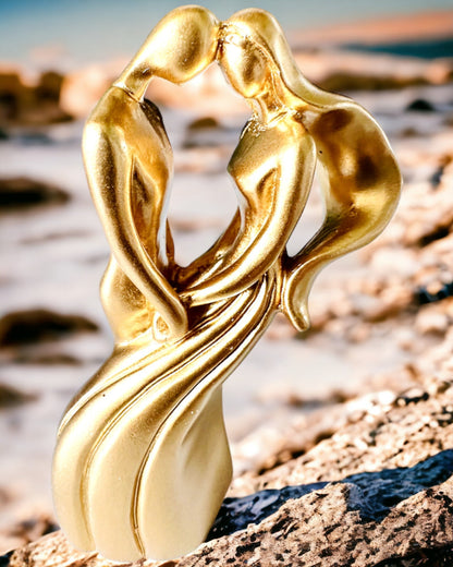 Skulptur der Liebe - "Ewige Leidenschaft" - Kleine dekorative Figur in gold mit Gravuroption