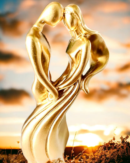 Skulptur der Liebe - "Ewige Leidenschaft" - Kleine dekorative Figur in gold mit Gravuroption